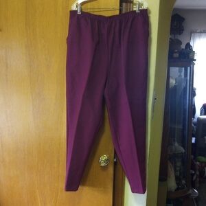 Classic Essentials Plus Size Burgundy Pants, Elastic Waist, Pockets. Size 36/22W